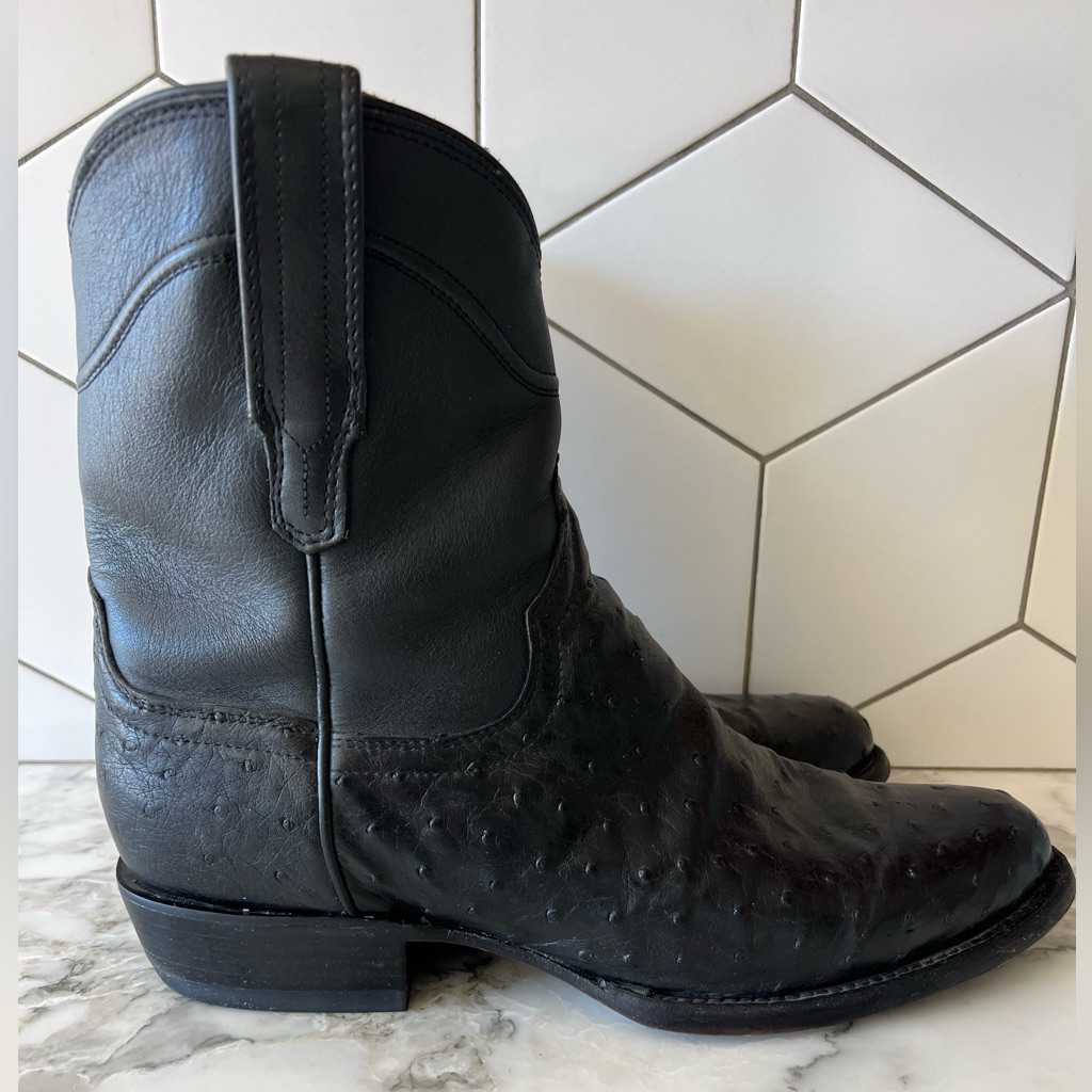 Tecovas Men’s Black Ostrich Zip Boot